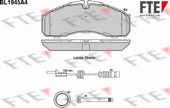 FTE BL1945A4 - Bremsbelagsatz, Scheibenbremse alexcarstop-ersatzteile.com