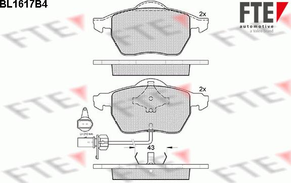 FTE BL1617B4 - Bremsbelagsatz, Scheibenbremse alexcarstop-ersatzteile.com