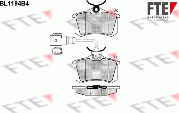 FTE BL1194B4 - Bremsbelagsatz, Scheibenbremse alexcarstop-ersatzteile.com