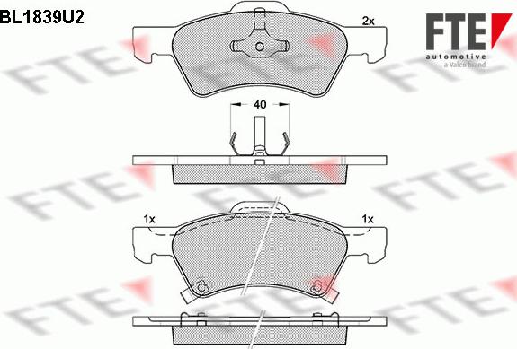 FTE BL1839U2 - Bremsbelagsatz, Scheibenbremse alexcarstop-ersatzteile.com