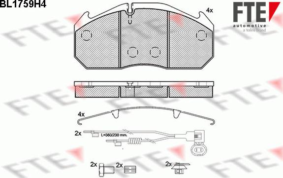 FTE BL1759H4 - Bremsbelagsatz, Scheibenbremse alexcarstop-ersatzteile.com