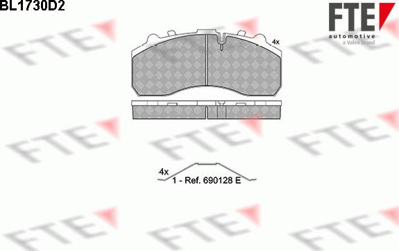 FTE BL1730D2 - Bremsbelagsatz, Scheibenbremse alexcarstop-ersatzteile.com