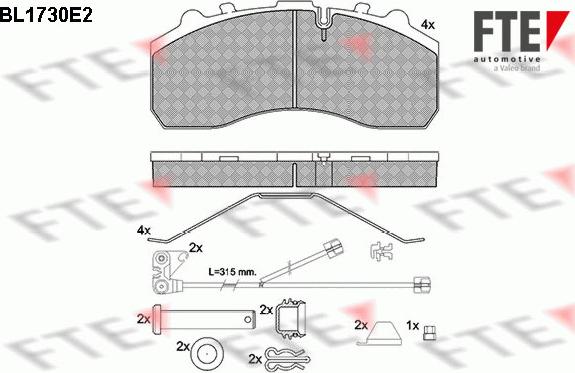 FTE BL1730E2 - Bremsbelagsatz, Scheibenbremse alexcarstop-ersatzteile.com