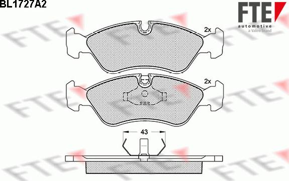 FTE BL1727A2 - Bremsbelagsatz, Scheibenbremse alexcarstop-ersatzteile.com