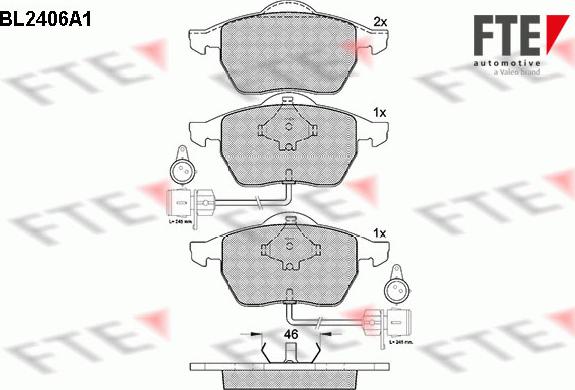 FTE BL2406A1 - Bremsbelagsatz, Scheibenbremse alexcarstop-ersatzteile.com