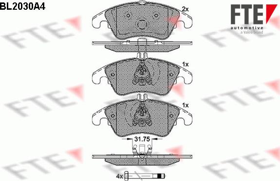 FTE BL2030A4 - Bremsbelagsatz, Scheibenbremse alexcarstop-ersatzteile.com