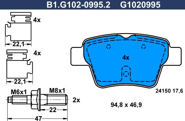 Galfer B1.G102-0995.2 - Bremsbelagsatz, Scheibenbremse alexcarstop-ersatzteile.com