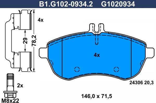 Galfer B1.G102-0934.2 - Bremsbelagsatz, Scheibenbremse alexcarstop-ersatzteile.com