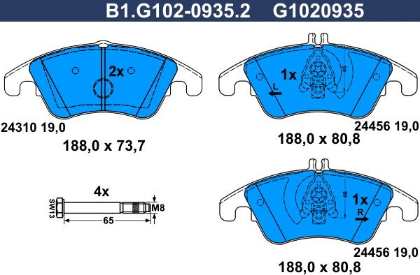 Galfer B1.G102-0935.2 - Bremsbelagsatz, Scheibenbremse alexcarstop-ersatzteile.com