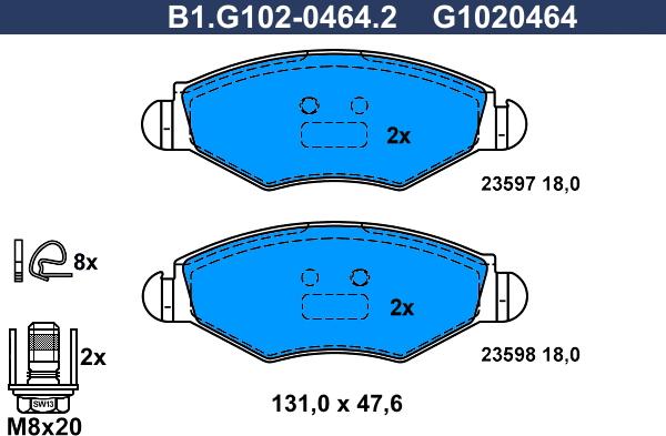 Galfer B1.G102-0464.2 - Bremsbelagsatz, Scheibenbremse alexcarstop-ersatzteile.com