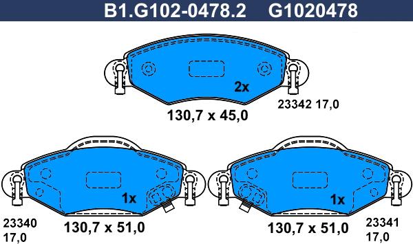 Galfer B1.G102-0478.2 - Bremsbelagsatz, Scheibenbremse alexcarstop-ersatzteile.com