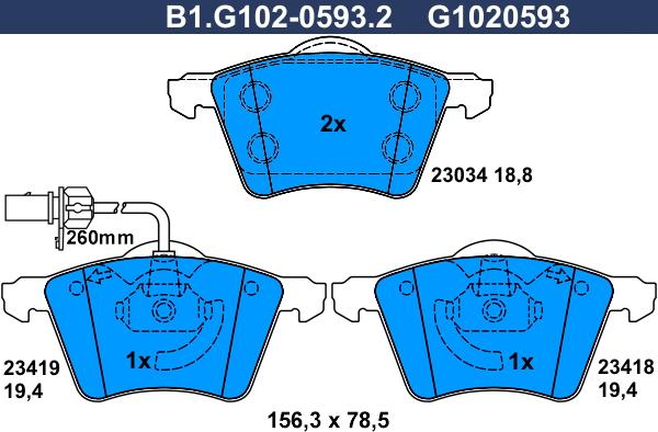 Galfer B1.G102-0593.2 - Bremsbelagsatz, Scheibenbremse alexcarstop-ersatzteile.com