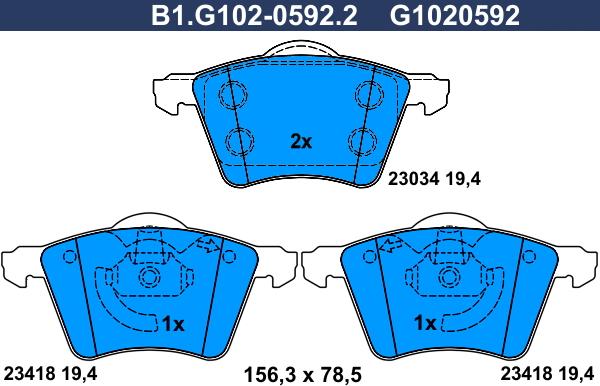 Galfer B1.G102-0592.2 - Bremsbelagsatz, Scheibenbremse alexcarstop-ersatzteile.com