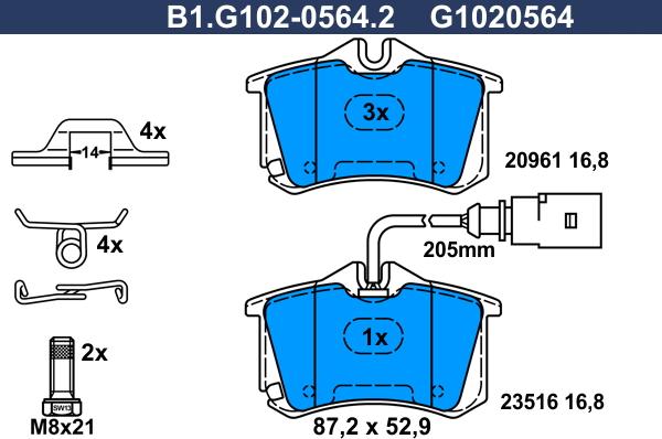 Galfer B1.G102-0564.2 - Bremsbelagsatz, Scheibenbremse alexcarstop-ersatzteile.com