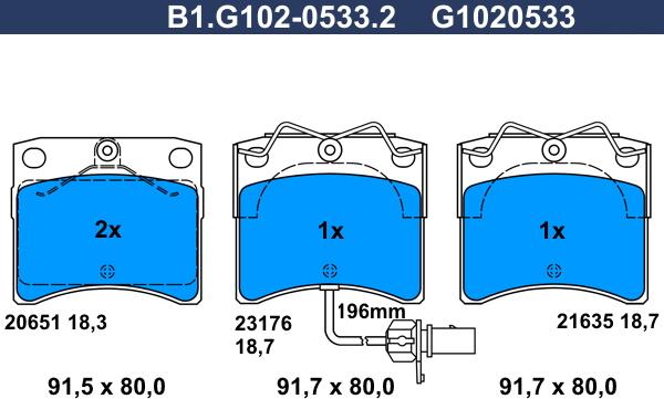 Galfer B1.G102-0533.2 - Bremsbelagsatz, Scheibenbremse alexcarstop-ersatzteile.com