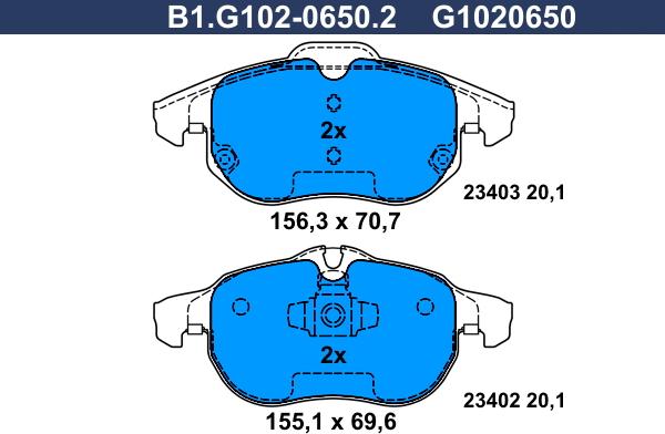 Galfer B1.G102-0650.2 - Bremsbelagsatz, Scheibenbremse alexcarstop-ersatzteile.com