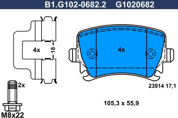 Galfer B1.G102-0682.2 - Bremsbelagsatz, Scheibenbremse alexcarstop-ersatzteile.com