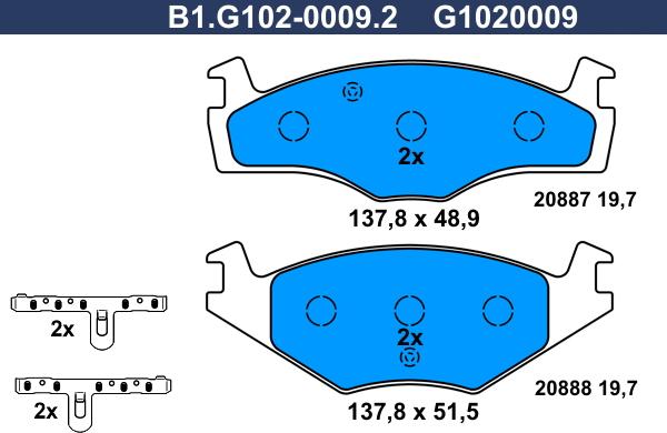 Galfer B1.G102-0009.2 - Bremsbelagsatz, Scheibenbremse alexcarstop-ersatzteile.com