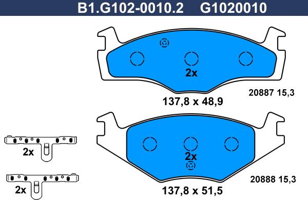 Galfer B1.G102-0010.2 - Bremsbelagsatz, Scheibenbremse alexcarstop-ersatzteile.com