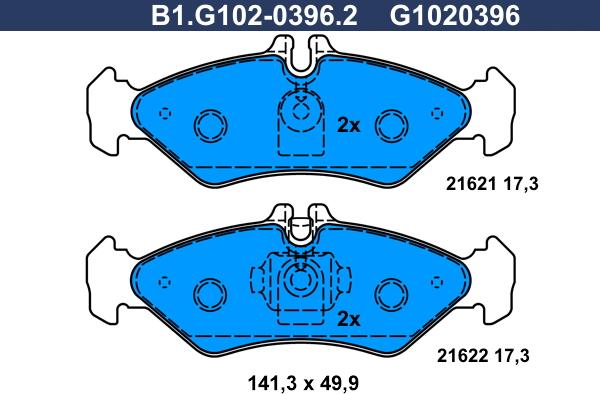 Galfer B1.G102-0396.2 - Bremsbelagsatz, Scheibenbremse alexcarstop-ersatzteile.com