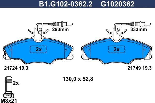 Galfer B1.G102-0362.2 - Bremsbelagsatz, Scheibenbremse alexcarstop-ersatzteile.com