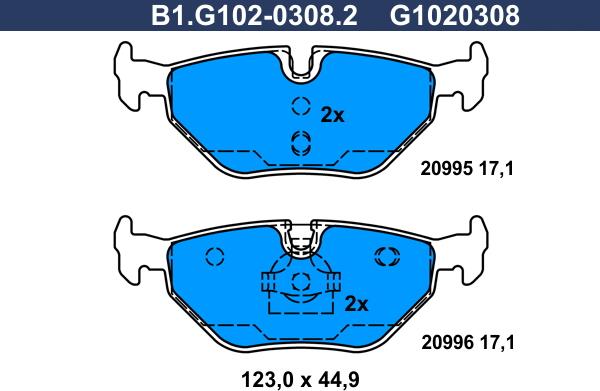 Galfer B1.G102-0308.2 - Bremsbelagsatz, Scheibenbremse alexcarstop-ersatzteile.com