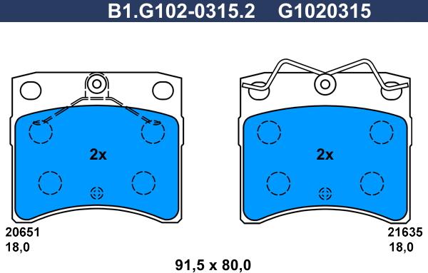 Galfer B1.G102-0315.2 - Bremsbelagsatz, Scheibenbremse alexcarstop-ersatzteile.com