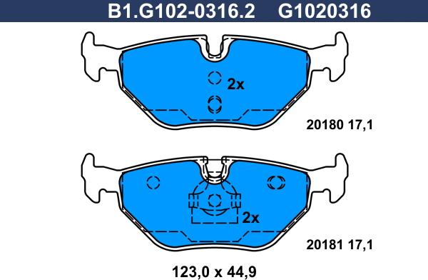 Galfer B1.G102-0316.2 - Bremsbelagsatz, Scheibenbremse alexcarstop-ersatzteile.com