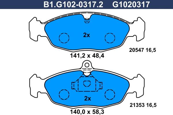 Galfer B1.G102-0317.2 - Bremsbelagsatz, Scheibenbremse alexcarstop-ersatzteile.com