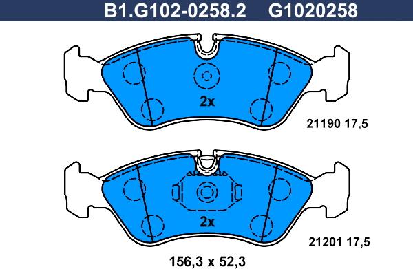 Galfer B1.G102-0258.2 - Bremsbelagsatz, Scheibenbremse alexcarstop-ersatzteile.com