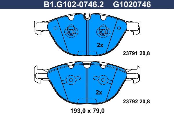 Galfer B1.G102-0746.2 - Bremsbelagsatz, Scheibenbremse alexcarstop-ersatzteile.com