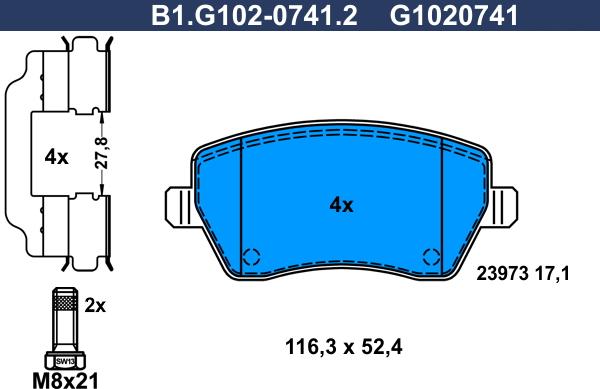 Galfer B1.G102-0741.2 - Bremsbelagsatz, Scheibenbremse alexcarstop-ersatzteile.com