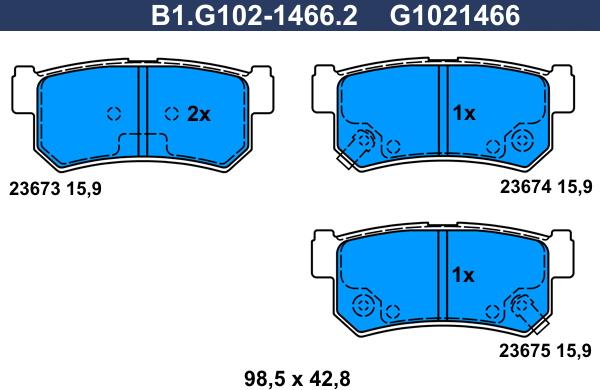 Galfer B1.G102-1466.2 - Bremsbelagsatz, Scheibenbremse alexcarstop-ersatzteile.com