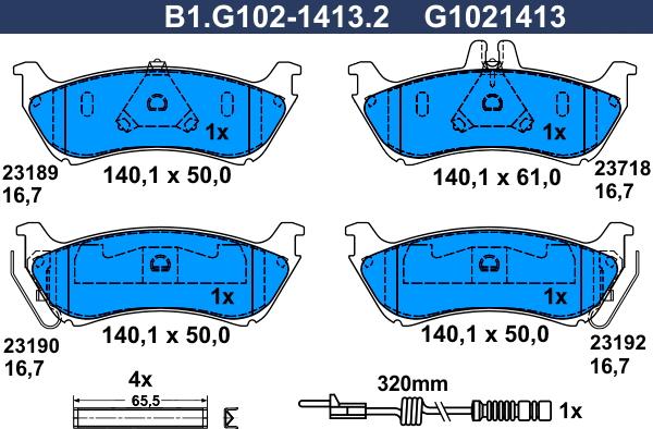 Galfer B1.G102-1413.2 - Bremsbelagsatz, Scheibenbremse alexcarstop-ersatzteile.com