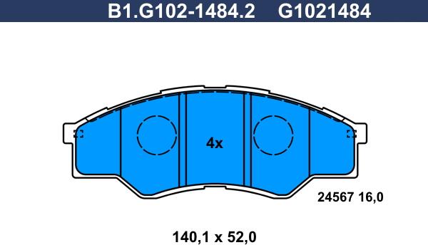 Galfer B1.G102-1484.2 - Bremsbelagsatz, Scheibenbremse alexcarstop-ersatzteile.com