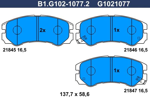 Galfer B1.G102-1077.2 - Bremsbelagsatz, Scheibenbremse alexcarstop-ersatzteile.com