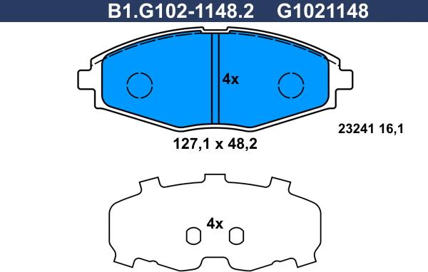 Galfer B1.G102-1148.2 - Bremsbelagsatz, Scheibenbremse alexcarstop-ersatzteile.com