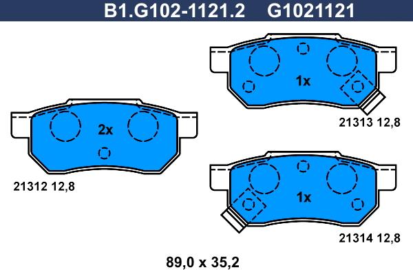 Galfer B1.G102-1121.2 - Bremsbelagsatz, Scheibenbremse alexcarstop-ersatzteile.com