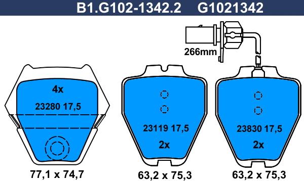 Galfer B1.G102-1342.2 - Bremsbelagsatz, Scheibenbremse alexcarstop-ersatzteile.com