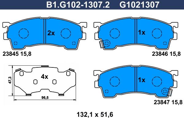 Galfer B1.G102-1307.2 - Bremsbelagsatz, Scheibenbremse alexcarstop-ersatzteile.com