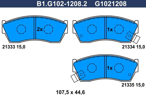 Galfer B1.G102-1208.2 - Bremsbelagsatz, Scheibenbremse alexcarstop-ersatzteile.com