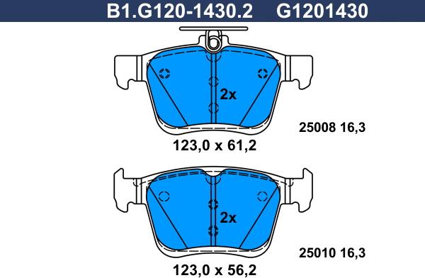 Galfer B1.G120-1430.2 - Bremsbelagsatz, Scheibenbremse alexcarstop-ersatzteile.com