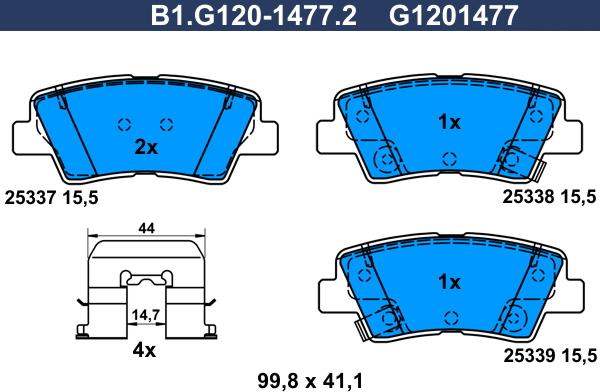 Galfer B1.G120-1477.2 - Bremsbelagsatz, Scheibenbremse alexcarstop-ersatzteile.com