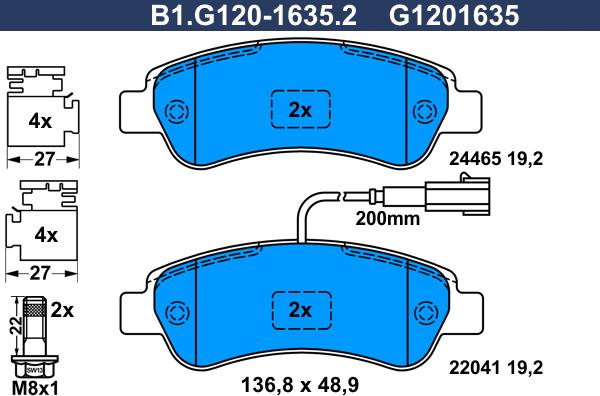 Galfer B1.G120-1635.2 - Bremsbelagsatz, Scheibenbremse alexcarstop-ersatzteile.com