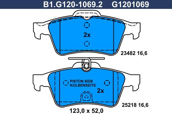 Galfer B1.G120-1069.2 - Bremsbelagsatz, Scheibenbremse alexcarstop-ersatzteile.com