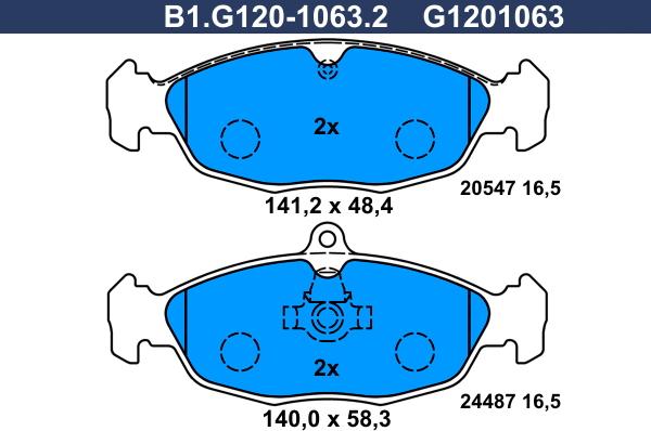 Galfer B1.G120-1063.2 - Bremsbelagsatz, Scheibenbremse alexcarstop-ersatzteile.com