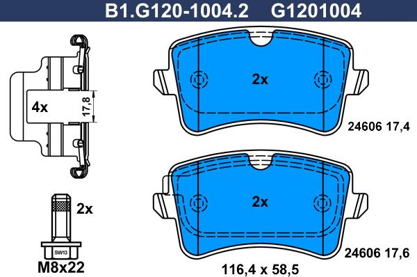 Galfer B1.G120-1004.2 - Bremsbelagsatz, Scheibenbremse alexcarstop-ersatzteile.com