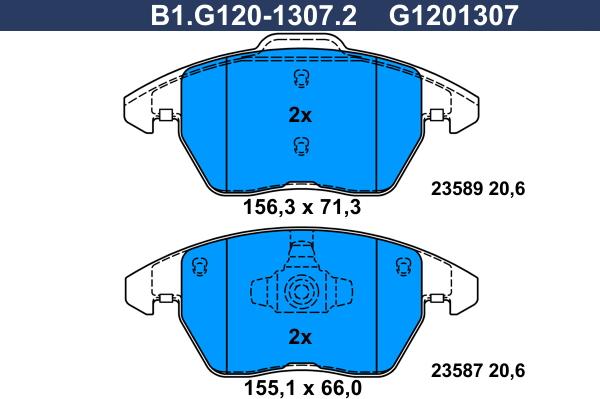 Galfer B1.G120-1307.2 - Bremsbelagsatz, Scheibenbremse alexcarstop-ersatzteile.com