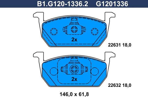 Galfer B1.G120-1336.2 - Bremsbelagsatz, Scheibenbremse alexcarstop-ersatzteile.com