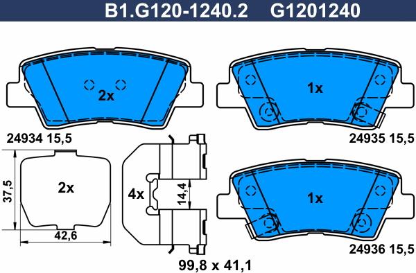 Galfer B1.G120-1240.2 - Bremsbelagsatz, Scheibenbremse alexcarstop-ersatzteile.com